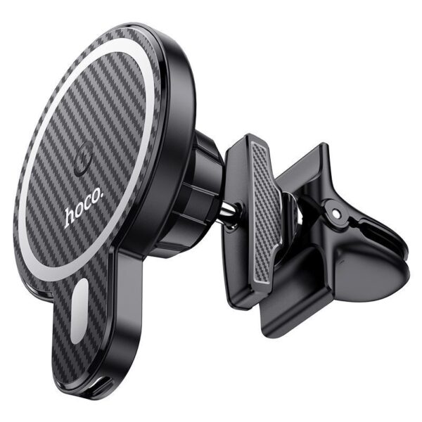 Hoco CA85 15W Magnetic Wireless Charger Air VentCar Holder - Black - Image 4