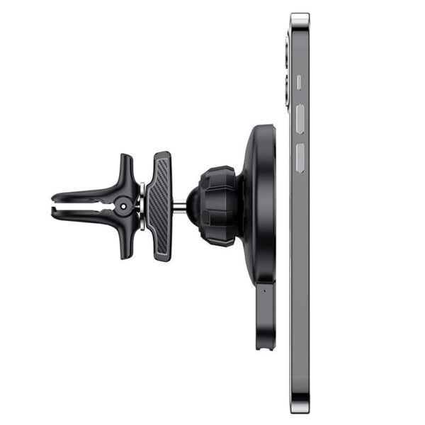 Hoco CA85 15W Magnetic Wireless Charger Air VentCar Holder - Black - Image 3